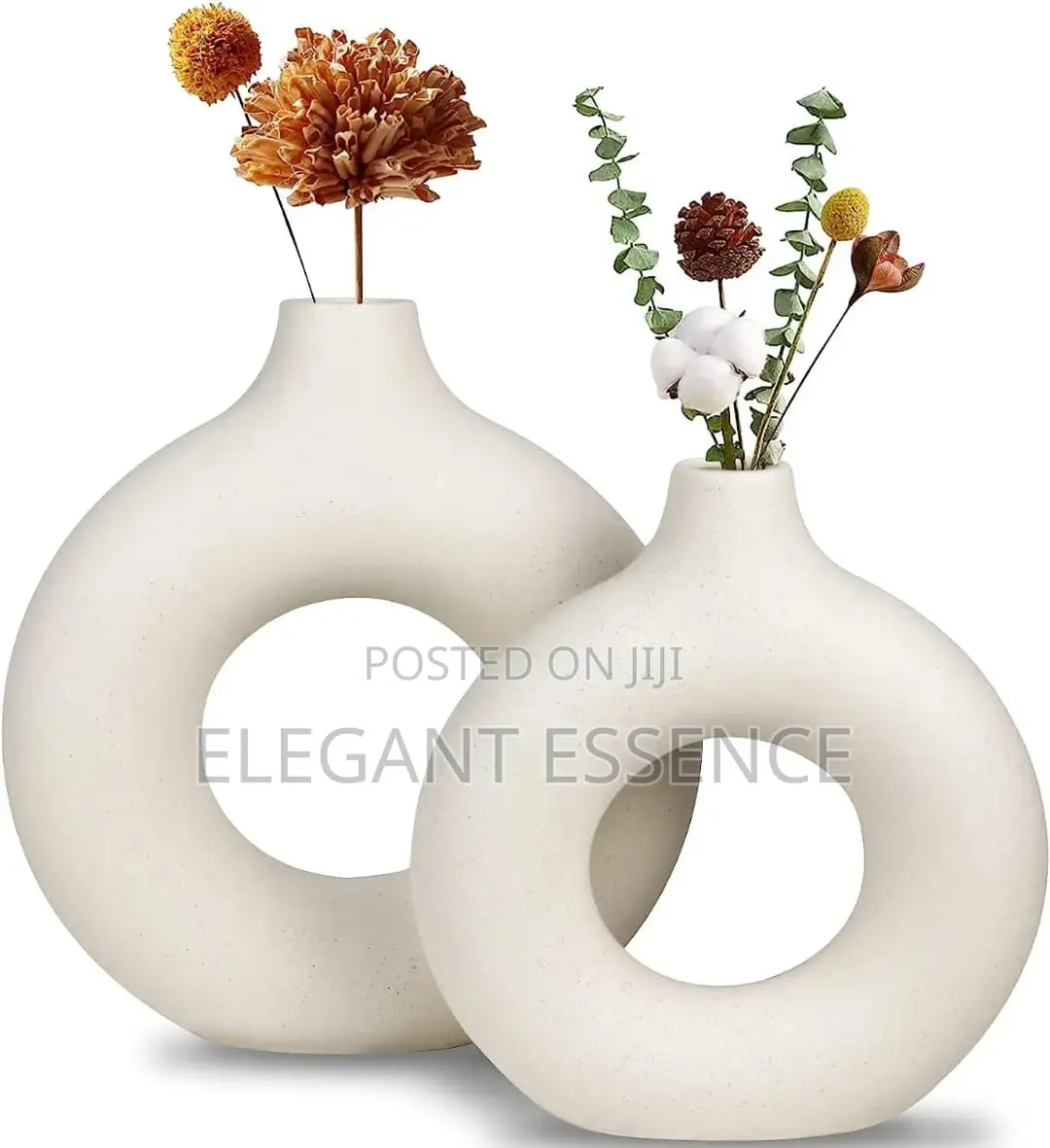 Decorative Nordic Circular Donut White Ceramic Vase*