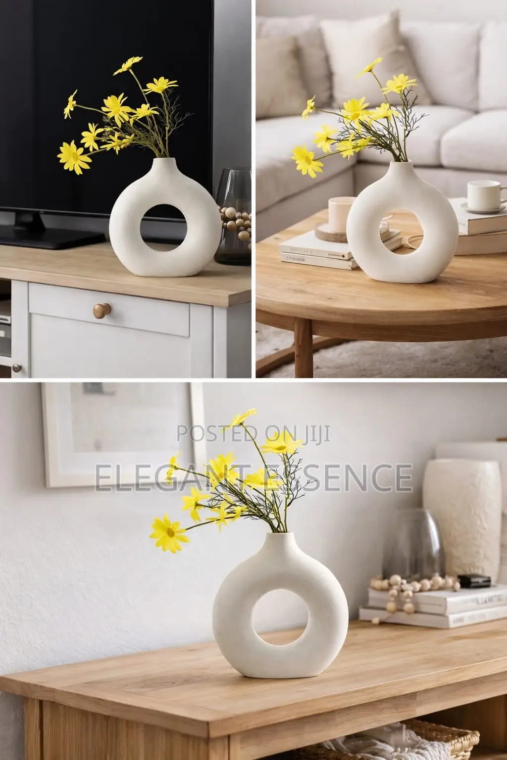 Decorative Nordic Circular Donut White Ceramic Vase*