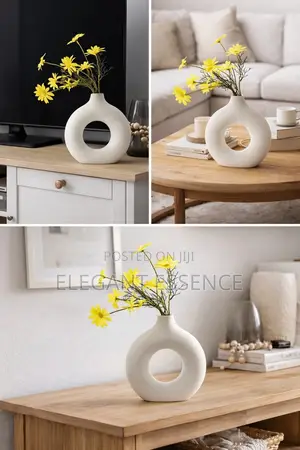 Decorative Nordic Circular Donut White Ceramic Vase*