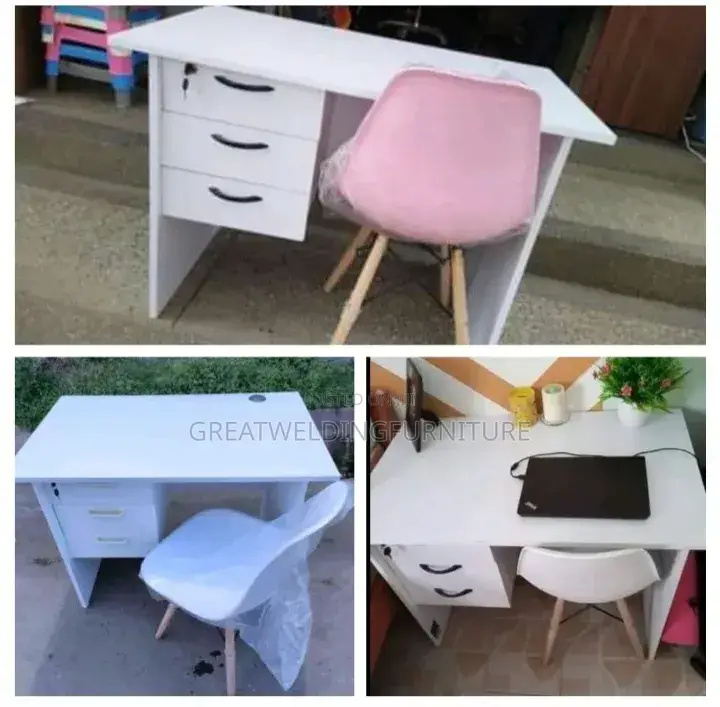 Modern White Study Desk Paired With an Eames Style Chair