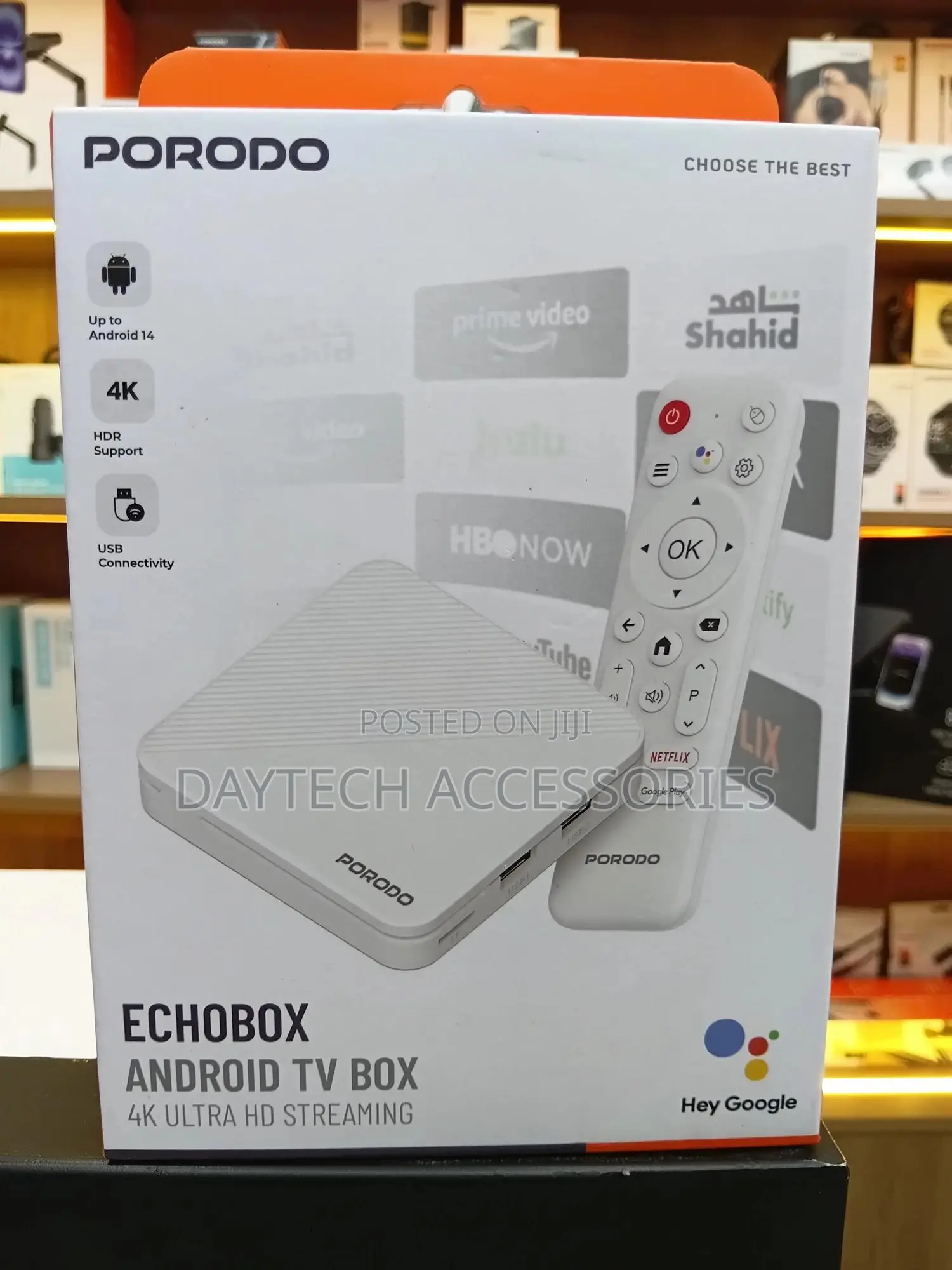 Porodo Echobox Android Tv Box Ultra Hd Streaming Box Android 14.