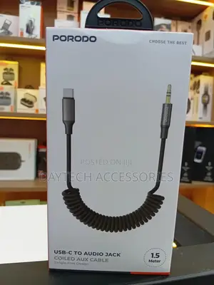 Porodo Type C To Aux Coiled Audio Cable 1.5m