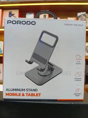 Porodo Aluminum Mobile Tablet Stand, for 4-8'' Inch Devices Stable.