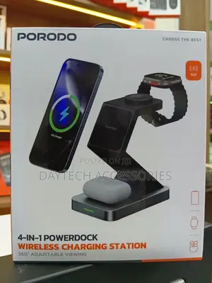 This Is a Porodo 4-in-1 Powerdock Wireless Charging Station.