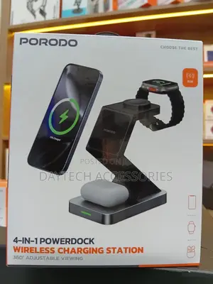 The Porodo 4-in-1 Powerdock Wireless Charging Station - Black