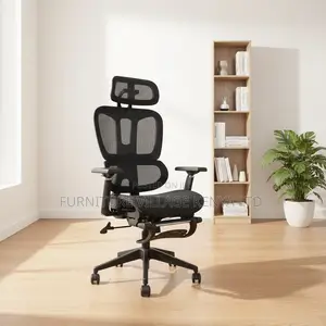 Black Full Mesh High-Back Chair With Footrest