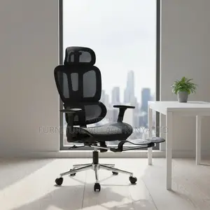 Black Full Mesh High-Back Chair With Footrest