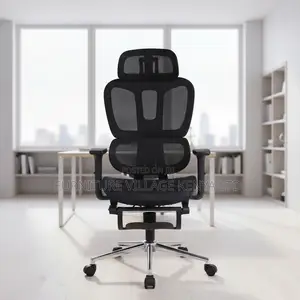 Black Full Mesh High-Back Chair With Footrest