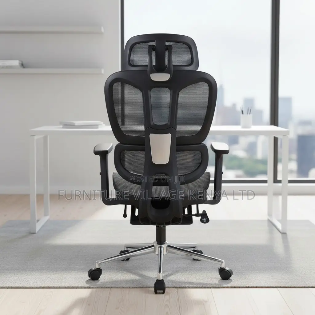 Black Full Mesh High-Back Chair With Footrest
