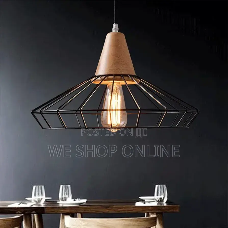 Metal and Wood Pendant Light