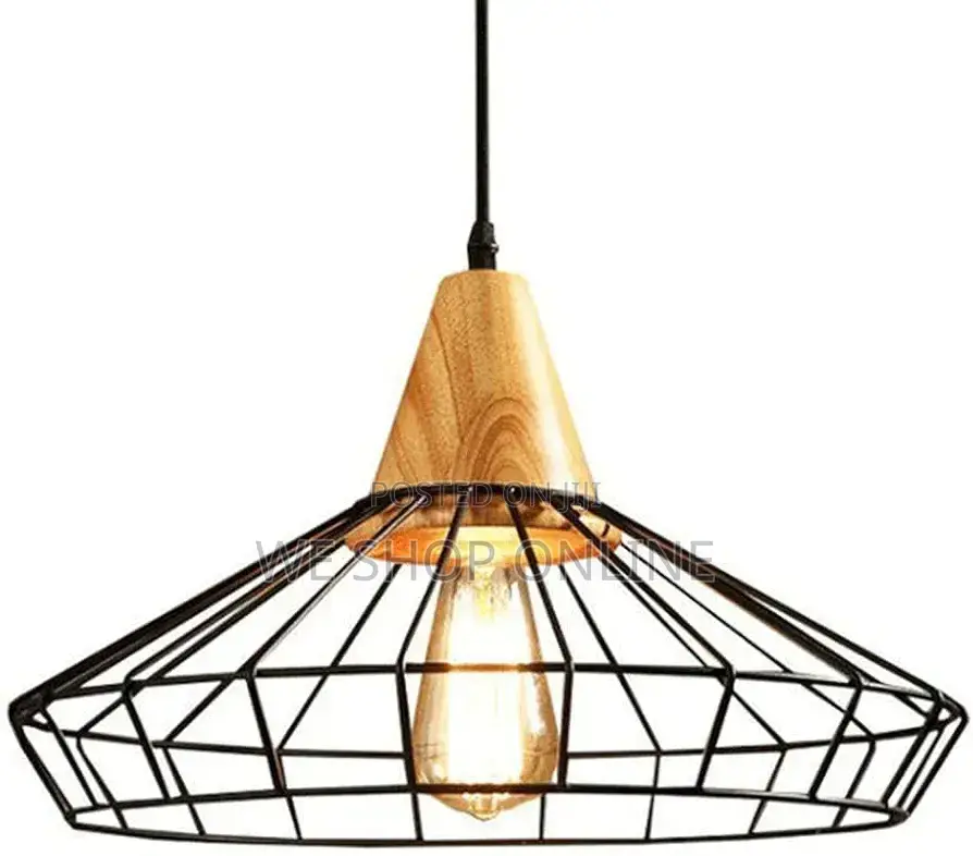 Metal and Wood Pendant Light