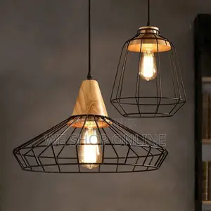 Metal and Wood Pendant Light