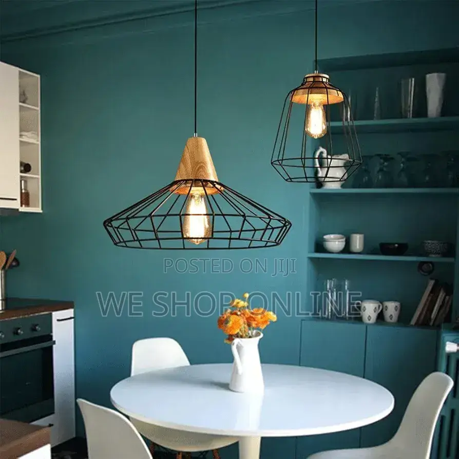Metal and Wood Pendant Light