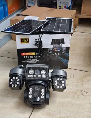 Three Lens Solar Outdoor Camera With 2panels and 15x Zooming