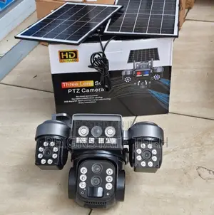 Three Lens Dual Panels Simcard Outdoor Solar Camera With Stroe Lights