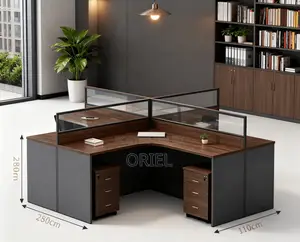 Office Workstation : Executive 4-Way Curved Office Workstation