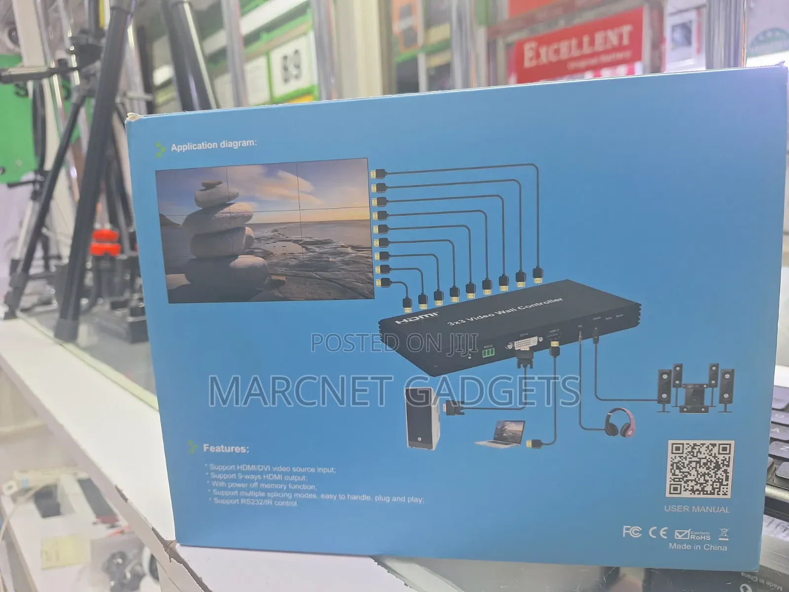 3×3 Video Wall Controller Combine 9 Screens 1 Hdmi Input 9 Output Dvi