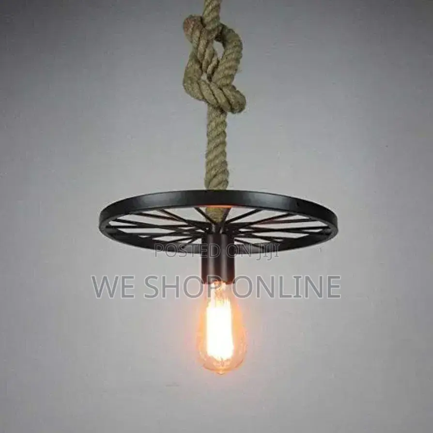 Wheel Hemp Ropes Pendant Light