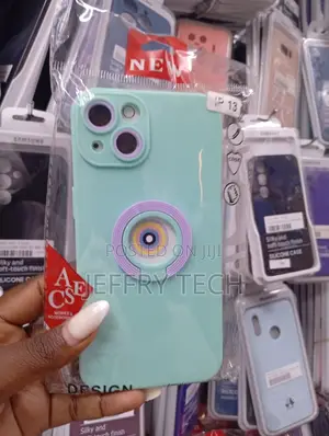Light Green Silicone Case With a Built-in Ring Stand and Camera Lens P