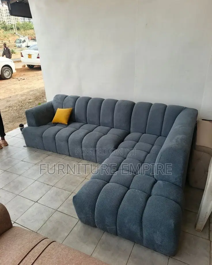 Blue- Grey Bubble L- Shaped Sofa