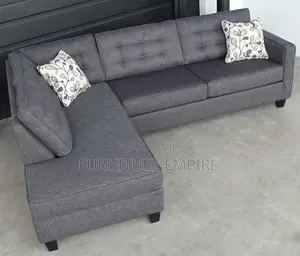 Grey L-Shaped Sofa With Chaise