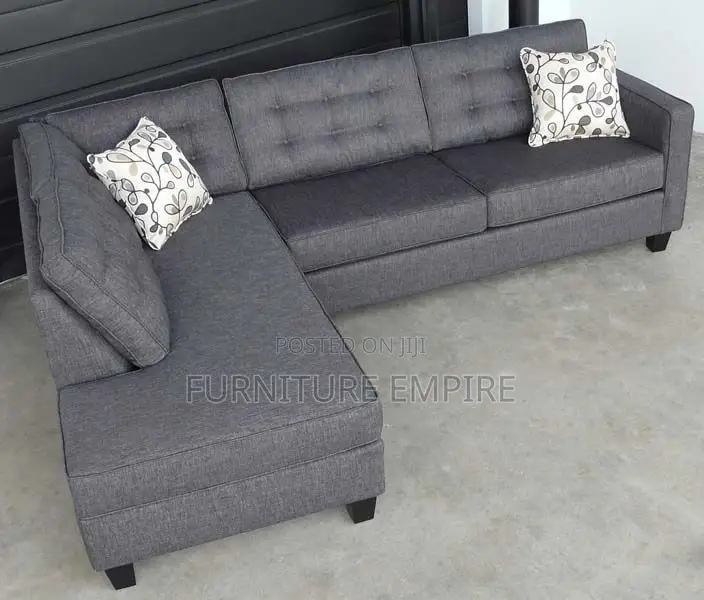Grey L-Shaped Sofa With Chaise