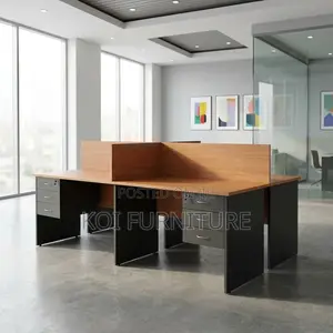 Office Workstation; Four Users Brown Executive Office Workstation Desk