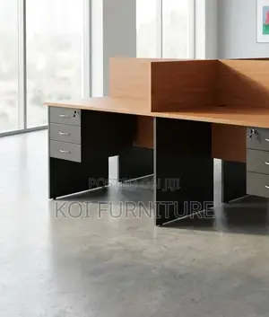 Office Workstation; Four Users Brown Executive Office Workstation Desk