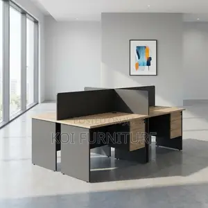 Office Workstation; Four Users Brown Executive Office Workstation Desk