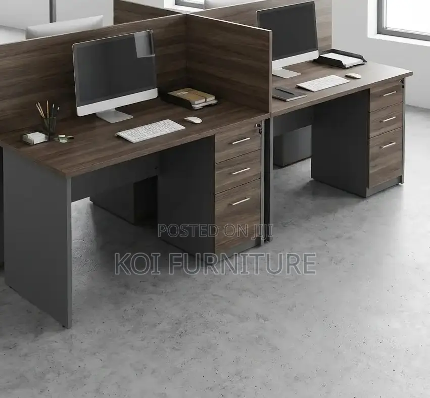 Office Workstation; Four Users Brown Executive Office Workstation Desk