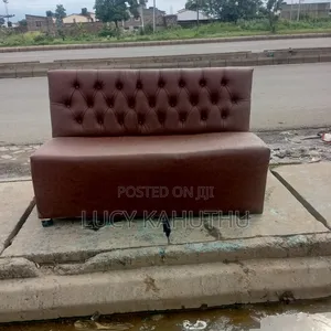 Fabric Brown Couche With Brown Buttons