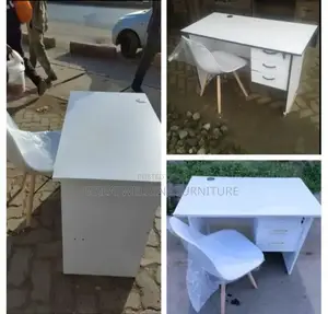 White Office Desk With Vintage Chairs
