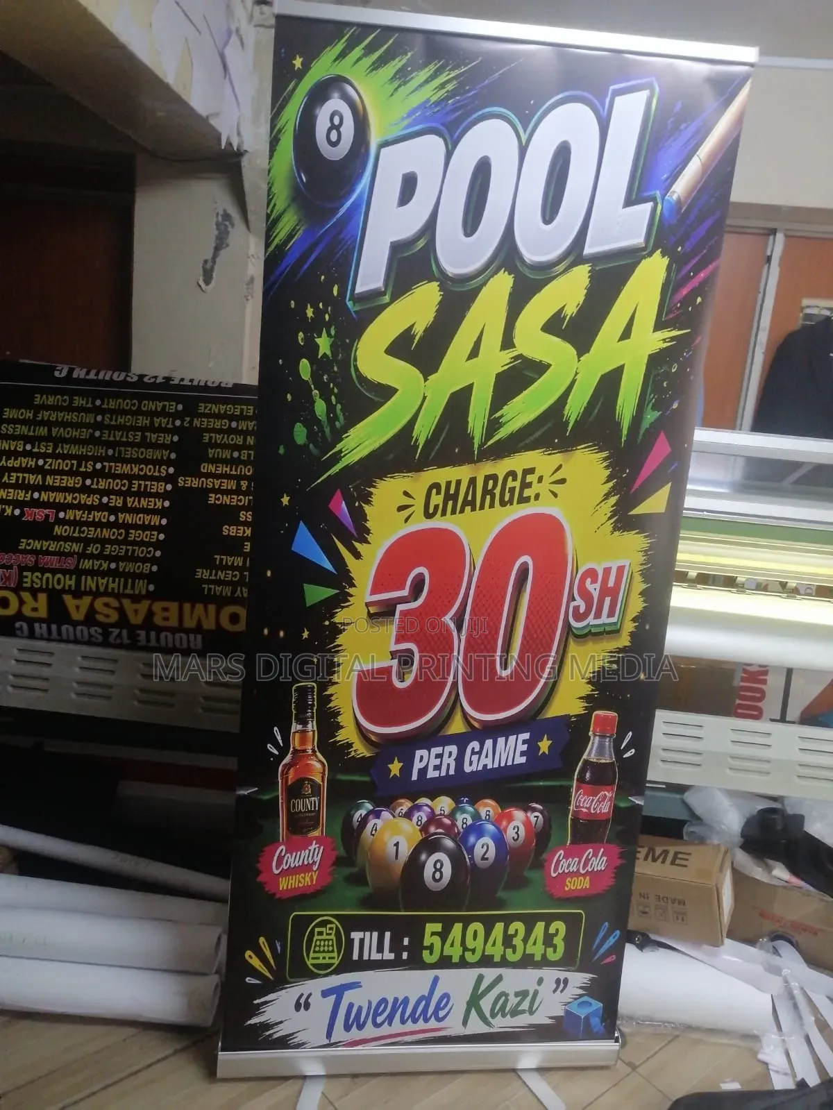 Pool Roll Up Banner Printed on Satin Material