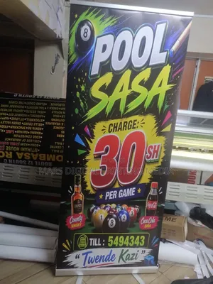 Pool Roll Up Banner Printed on Satin Material