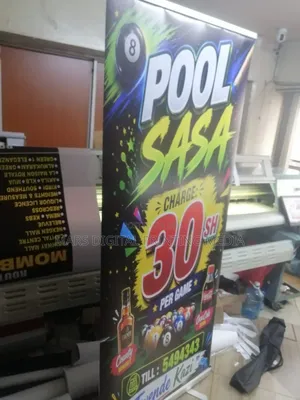 Pool Roll Up Banner Printed on Satin Material