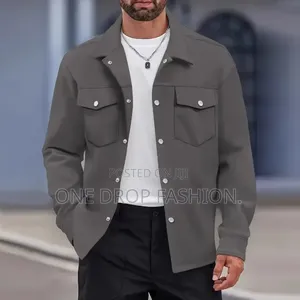 Men Plain Fashion Shacket Sizes M-3xl