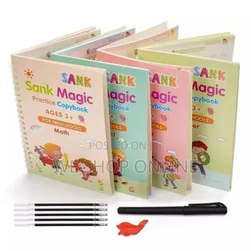 4pcs Sank Magic Practice Books With Pen And Refills