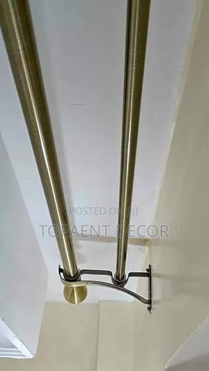 Double Curtain and Sheer Rod Setup Powder Coated Curtain Rods