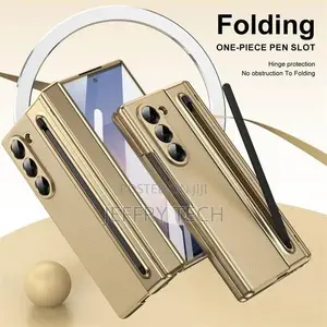 Samsung Galaxy Z Fold 5 Leather Case. Gold