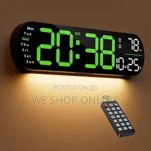 Large Led Digital Alarm Clock, 43×12cm.