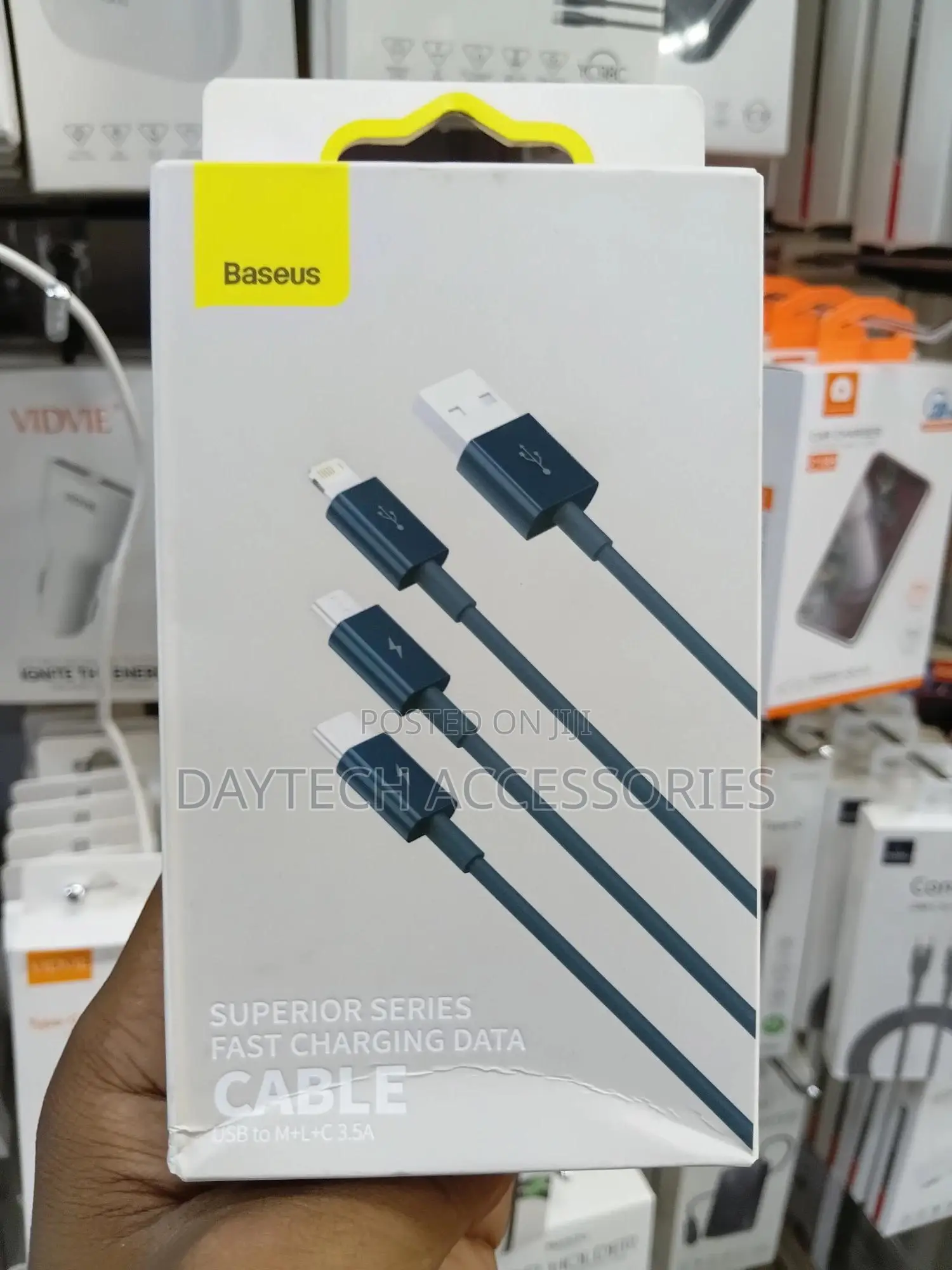 Baseus 3-in-1 Braided Universal Charging Cable and Data Cable.