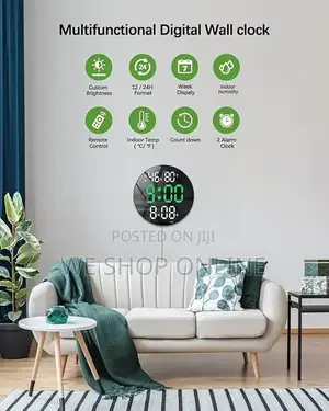 Round Led Digital Alarm Clock, Diameter 25.5cm