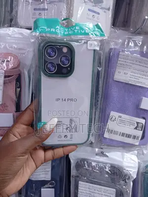 iPhone 14 Pro Case With Green Protective Bumper Around the Edges
