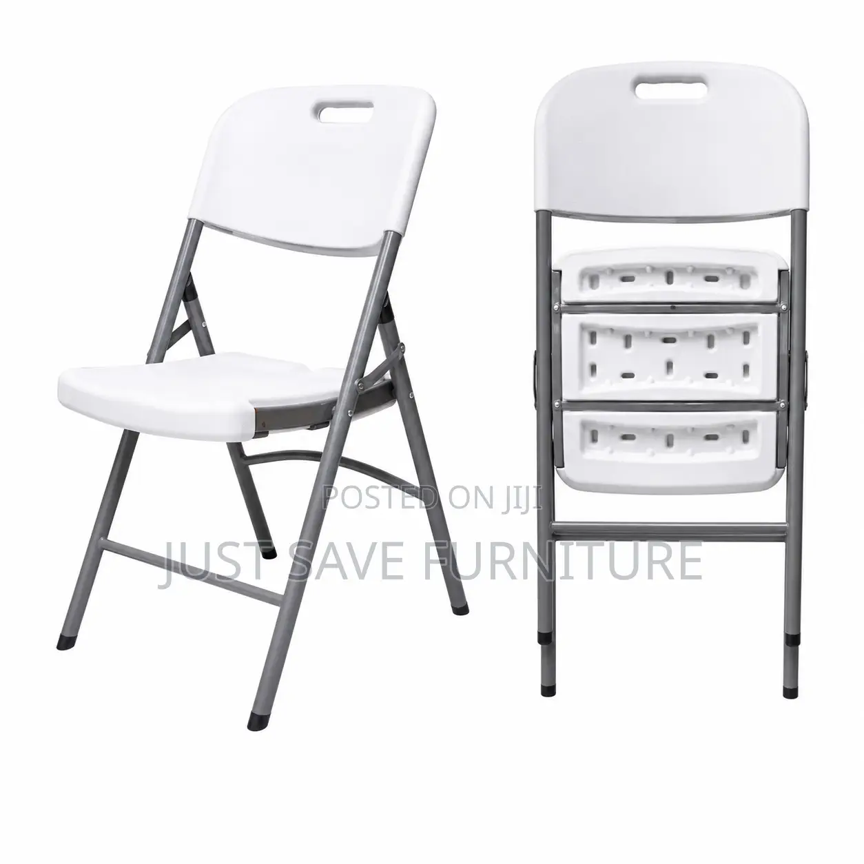 Heavy-Duty White Folding Chair – Portable Stackable