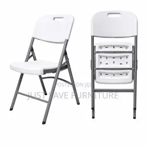 Heavy-Duty White Folding Chair – Portable Stackable