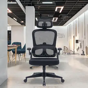 Ergonomic Black High-Back Mesh Chair With Flip Arms
