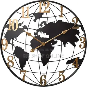Large World Map Wall Clock