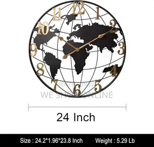 Large World Map Wall Clock
