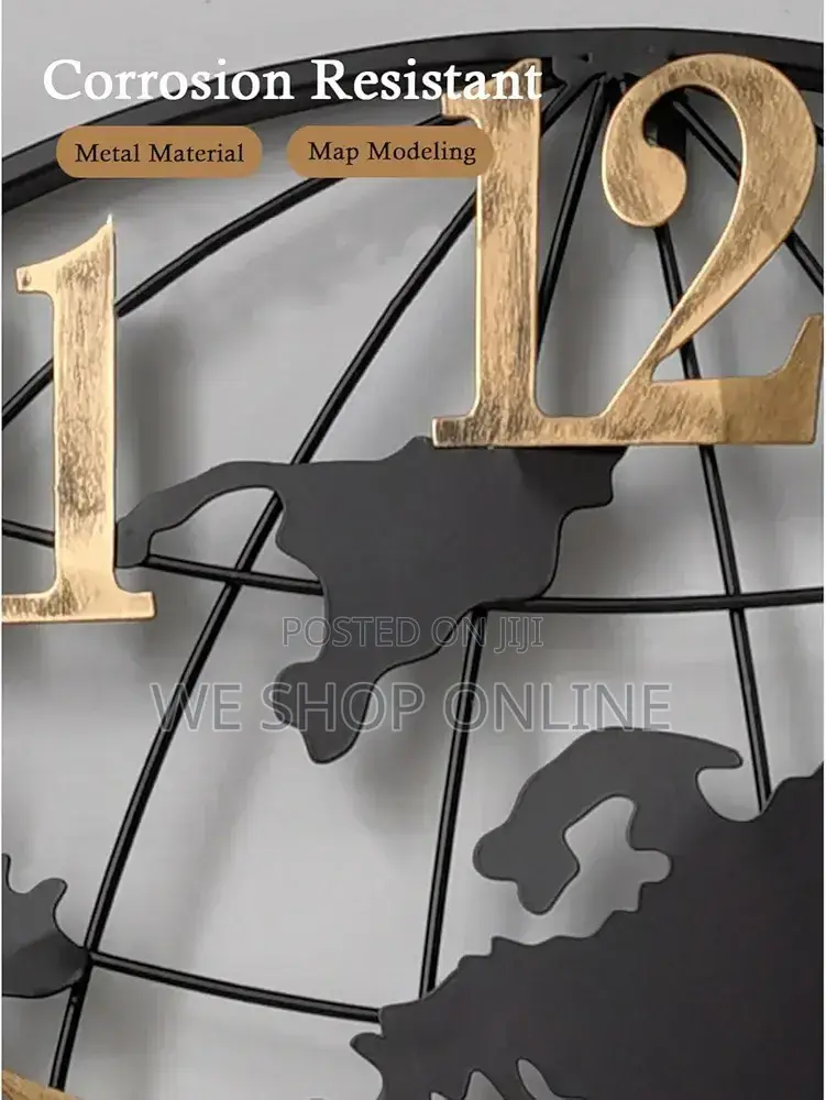 Large World Map Wall Clock