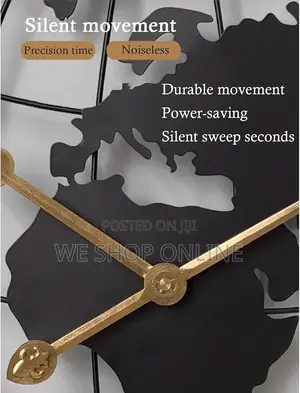 Large World Map Wall Clock